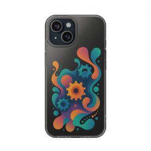 Colorful Gear Design Clear Phone Case, Vibrant Phone Cover, Trendy Tech Accessory, Unique Gift for Her, Birthday Gift, Tech Lover's Case