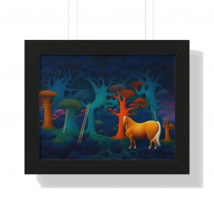 Enchanted Forest Framed Poster, Whimsical Wall Art, Unique Home Decor, Gift for Nature Lovers, Colorful Art for Nursery