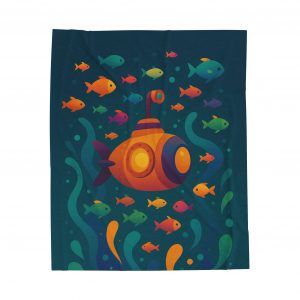 Colorful Underwater Adventure Plush Blanket, Cozy Gift for Kids, Nursery Decor, Ocean Theme, Soft and Snuggly